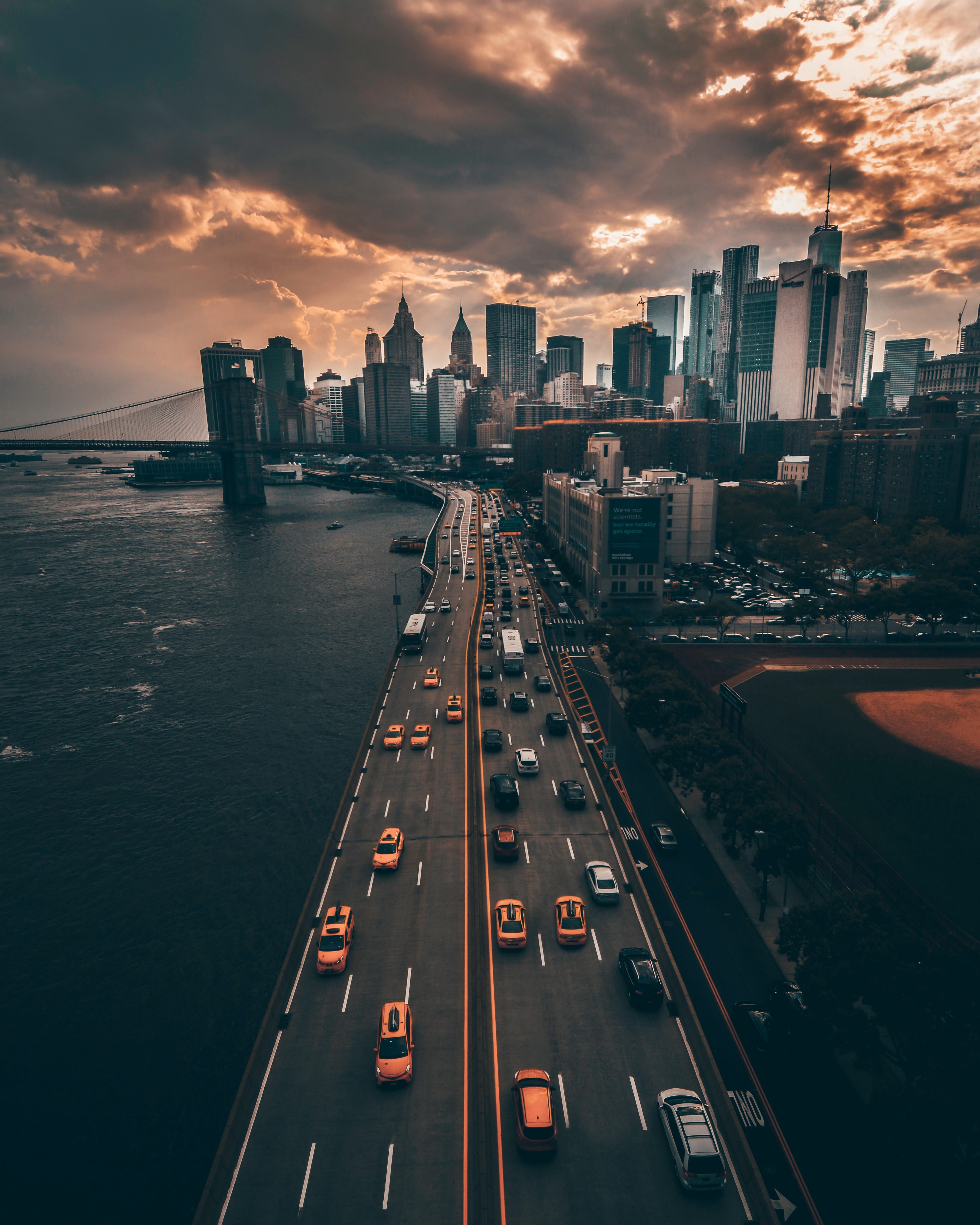 city scape at night with cars